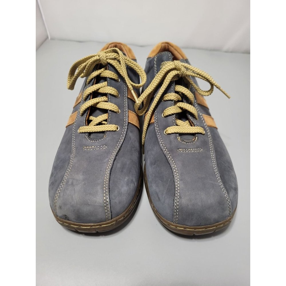 Skechers Critics Men's Blue Tan Striped Leather Oxford Shoes, 10 - SN 60043 - Picture 2 of 7